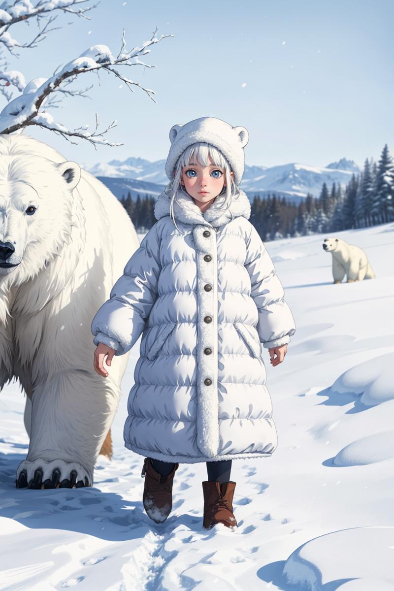 09095-2454619023-Children's Illustration Style, On a snowy day, a girl is with a polar bear. cinematic photo, 4k, highly detailed, uhd image, int.png